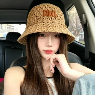 Dior Crocheted Straw Bucket Hat