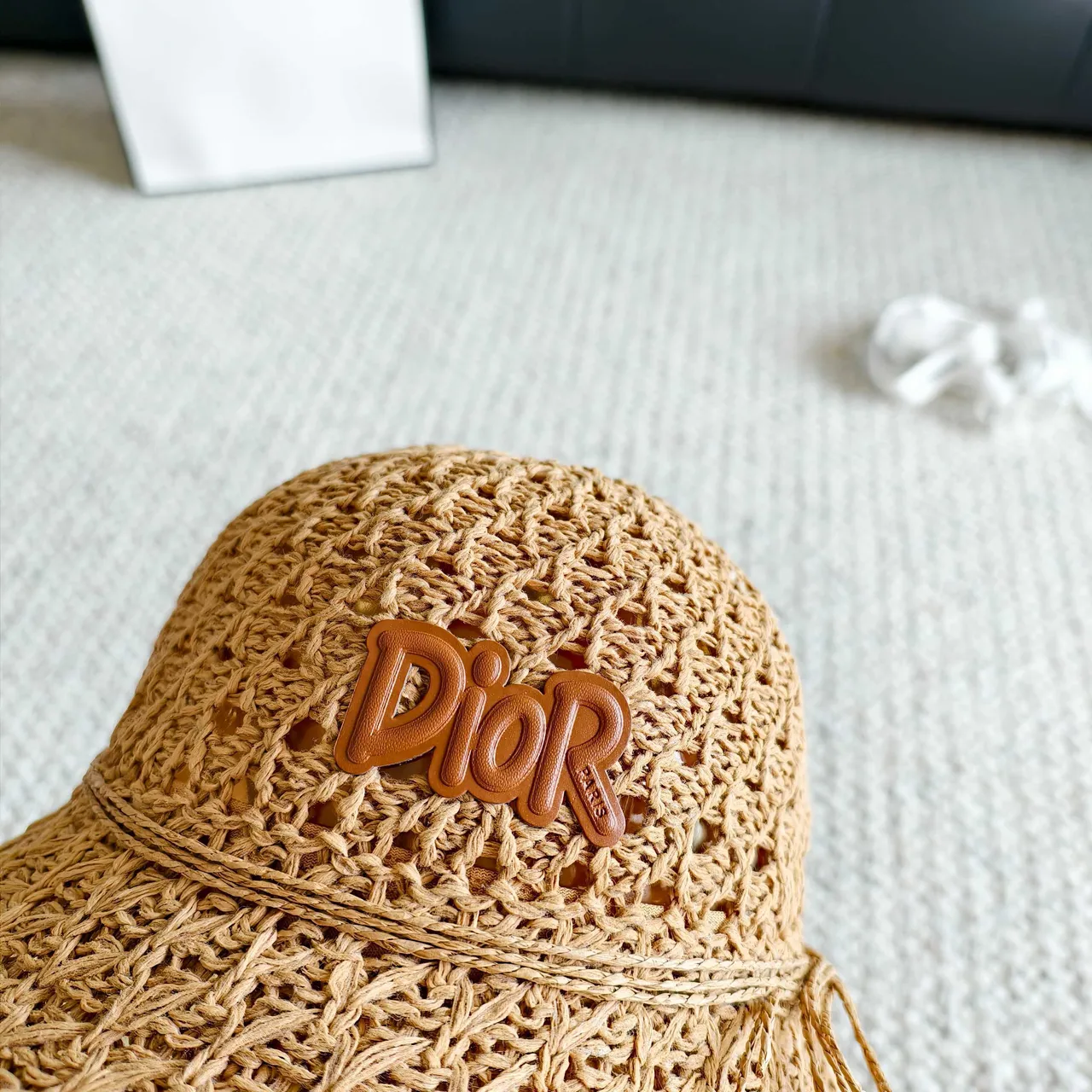 Dior Crocheted Straw Bucket Hat 3