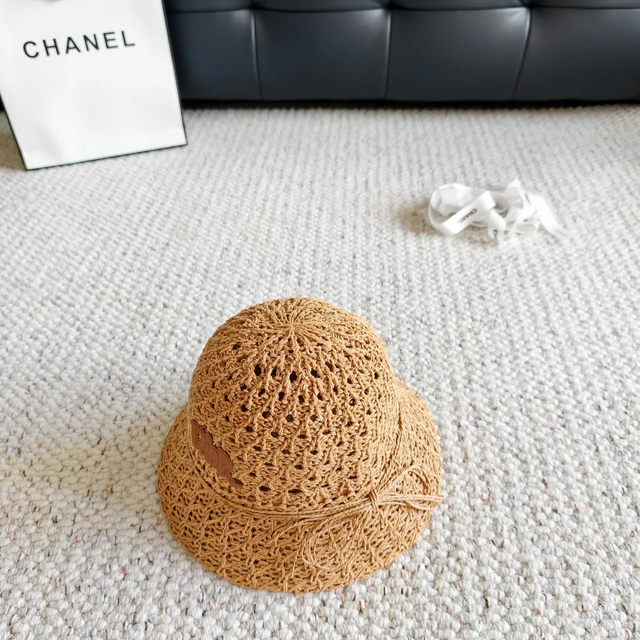 Dior Crocheted Straw Bucket Hat 5