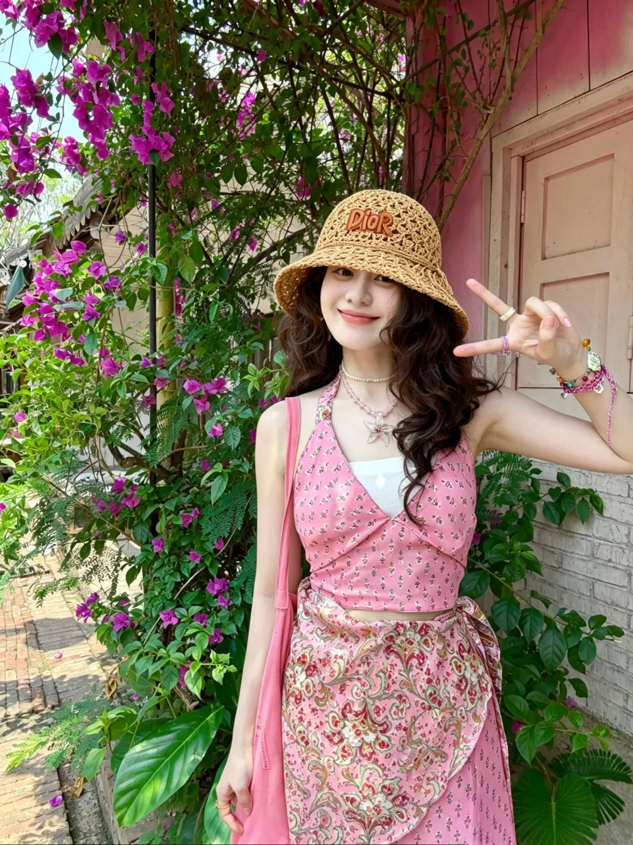 Dior Crocheted Straw Bucket Hat 8