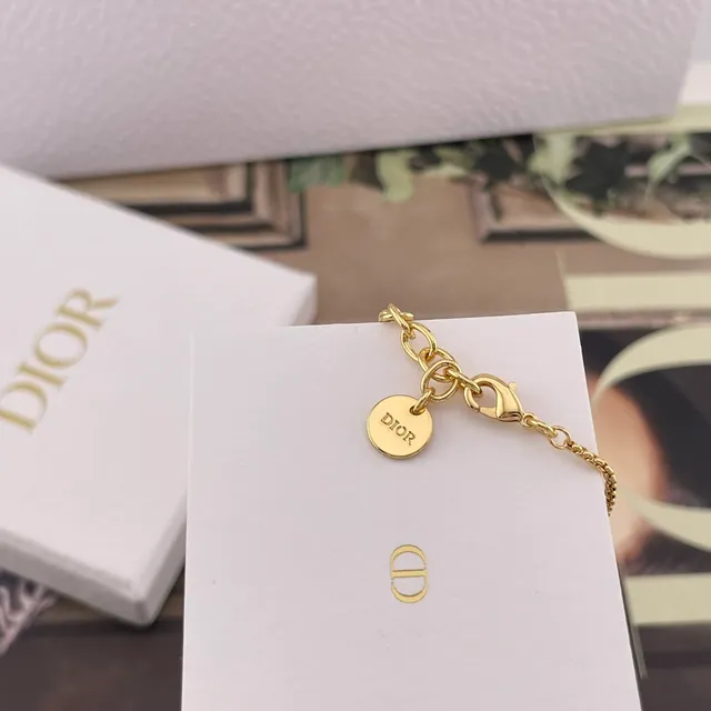 Dior D-Dice Gold Pink Chain Enamel Cube Beads Necklace 3