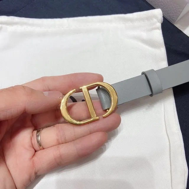 Dior Diorama Gray Gold Narrow Smooth Leather Belt 7