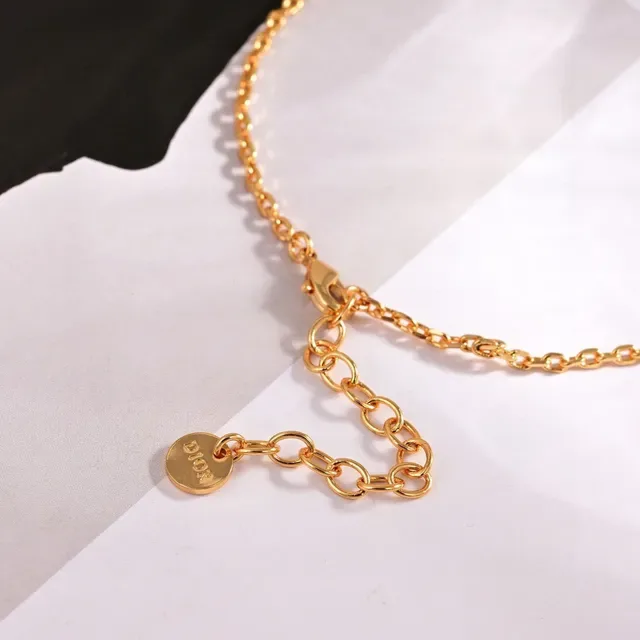Collier Dior pendentif circulaire émail or blanc 2