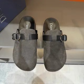 Dior Gray Suede Buckle Strap Mule Casual Shoes