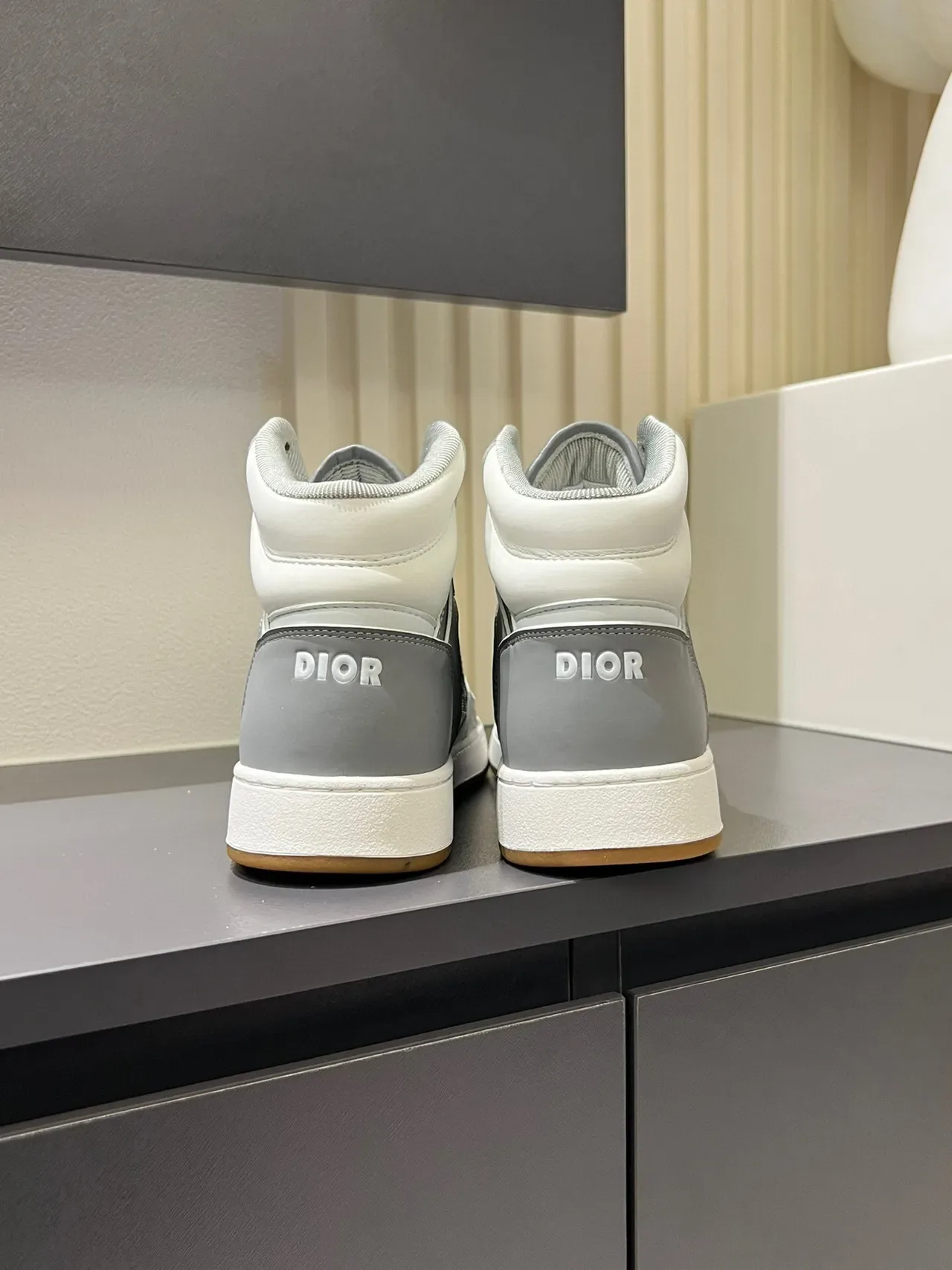 Dior Gris Blanc High-Top Panneau Monogramme Chaussures Lifestyle 9
