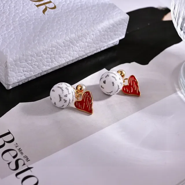 Dior Heart and Script Bead Drop Earrings 2