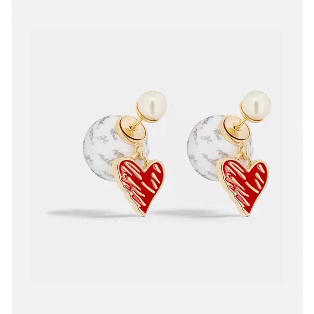 Dior Heart and Script Bead Drop Earrings 6
