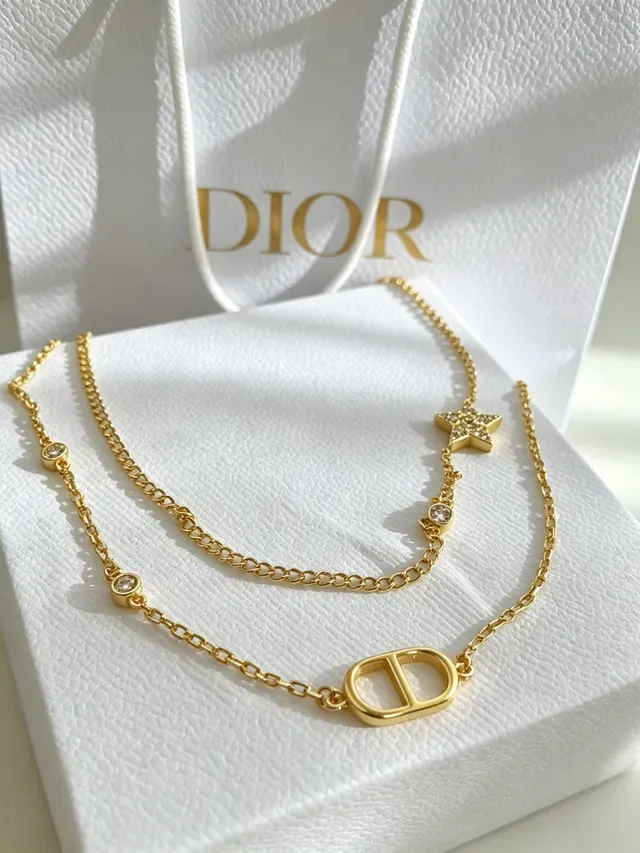 Dior Layered Collier Cristal Doré D-Logo Étoile 3