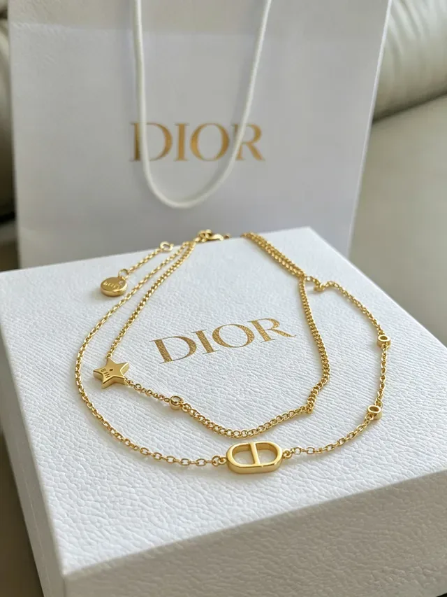 Dior Layered Collier Cristal Doré D-Logo Étoile 4
