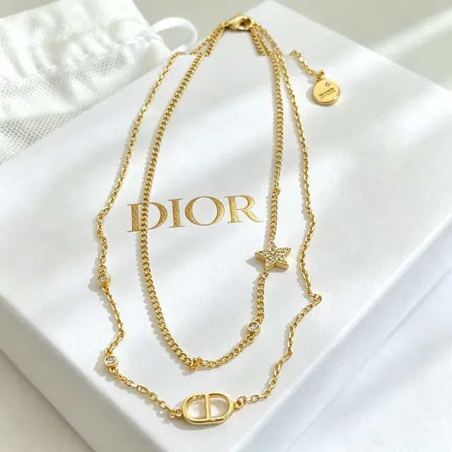 Dior Layered Collier Cristal Doré D-Logo Étoile 5