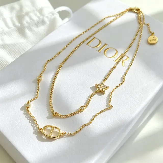 Dior Layered Collier Cristal Doré D-Logo Étoile 6