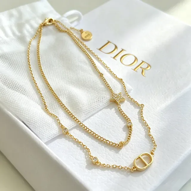 Dior Layered Collier Cristal Doré D-Logo Étoile 7