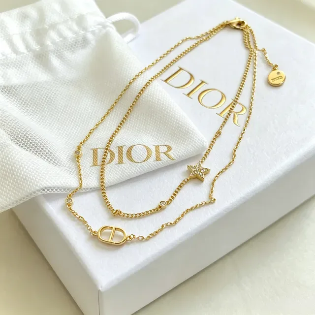 Dior Layered Collier Cristal Doré D-Logo Étoile 8