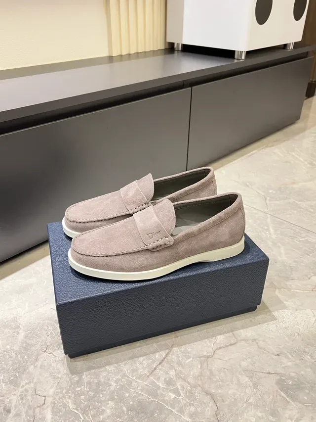 Dior Loafer Daim Beige Blanc Bride Penny Loafer 4