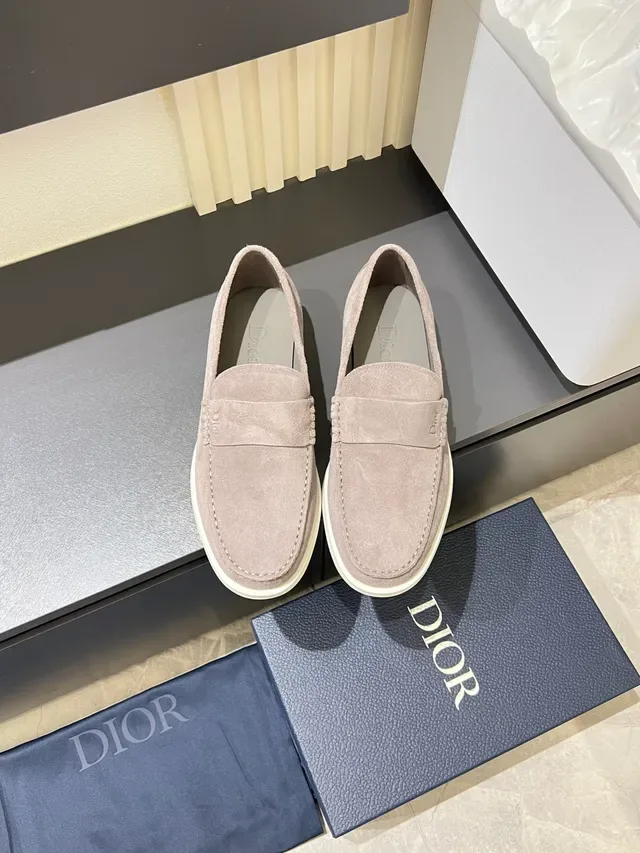 Dior Loafer Daim Beige Blanc Bride Penny Loafer 5