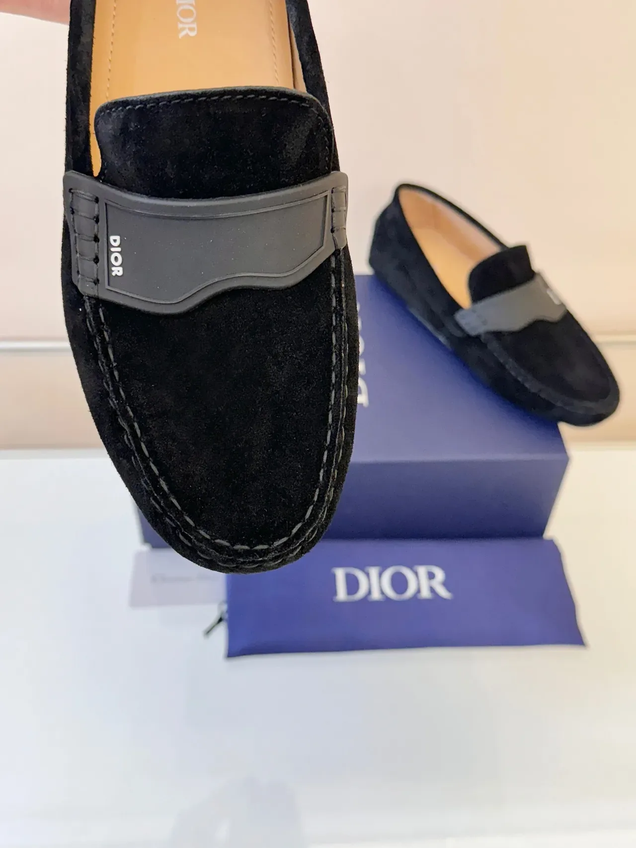 Dior Loafer Negro Gris Ante Caucho Detalle Correa Loafer 3