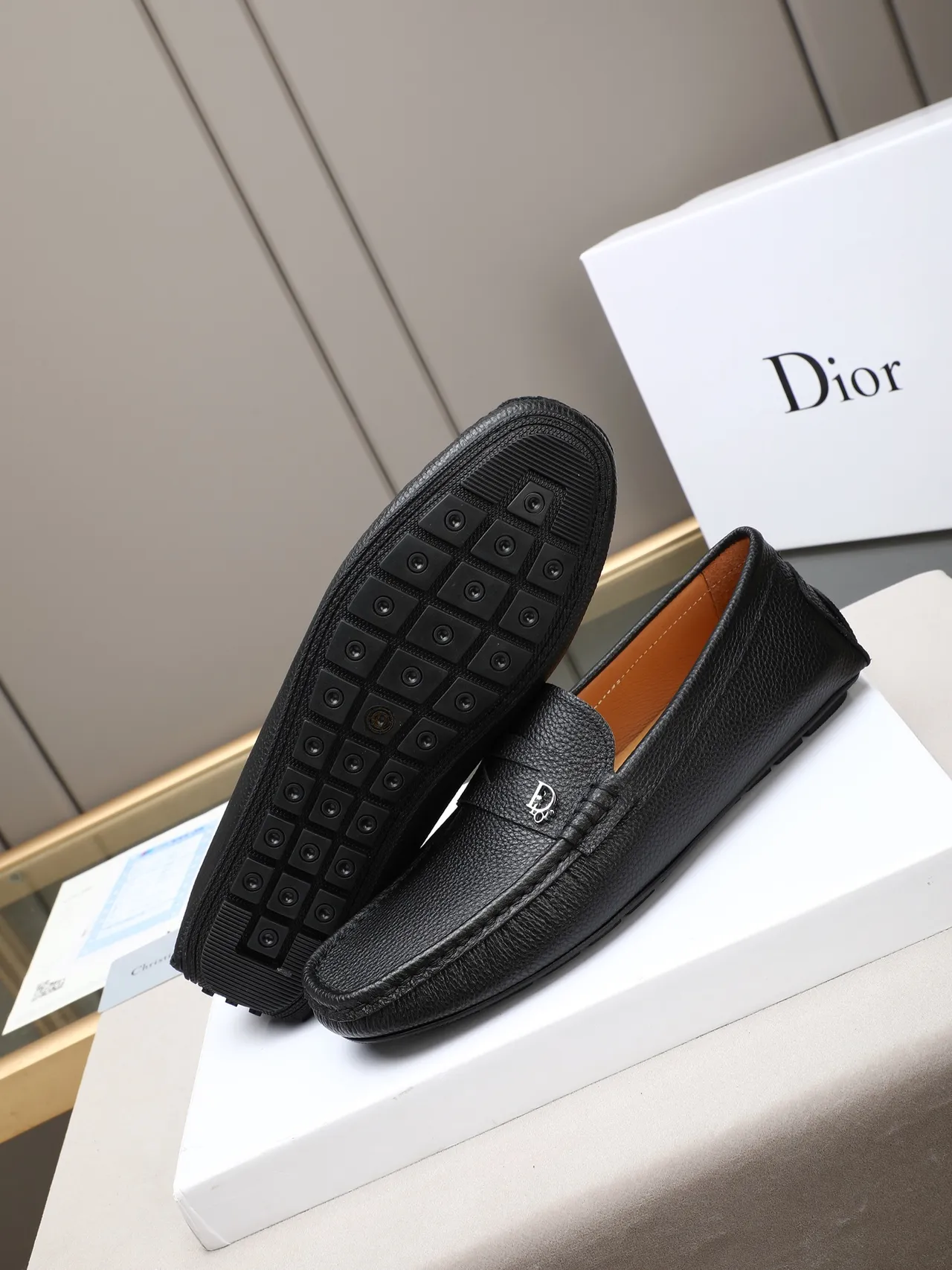 Dior Loafer Black Pebbled Leather CD Logo Strap Loafer 5