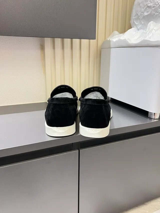 Dior Mocassin Noir Blanc Daim Sangle Unique 2