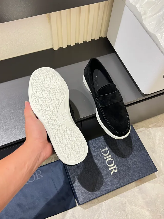 Dior Mocassin Noir Blanc Daim Sangle Unique 3
