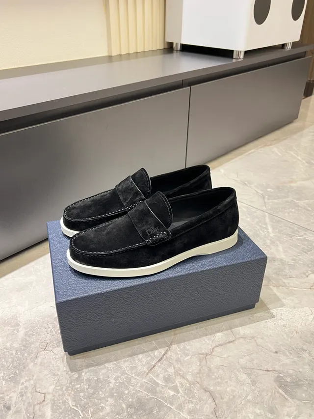 Dior Mocassin Noir Blanc Daim Sangle Unique 4