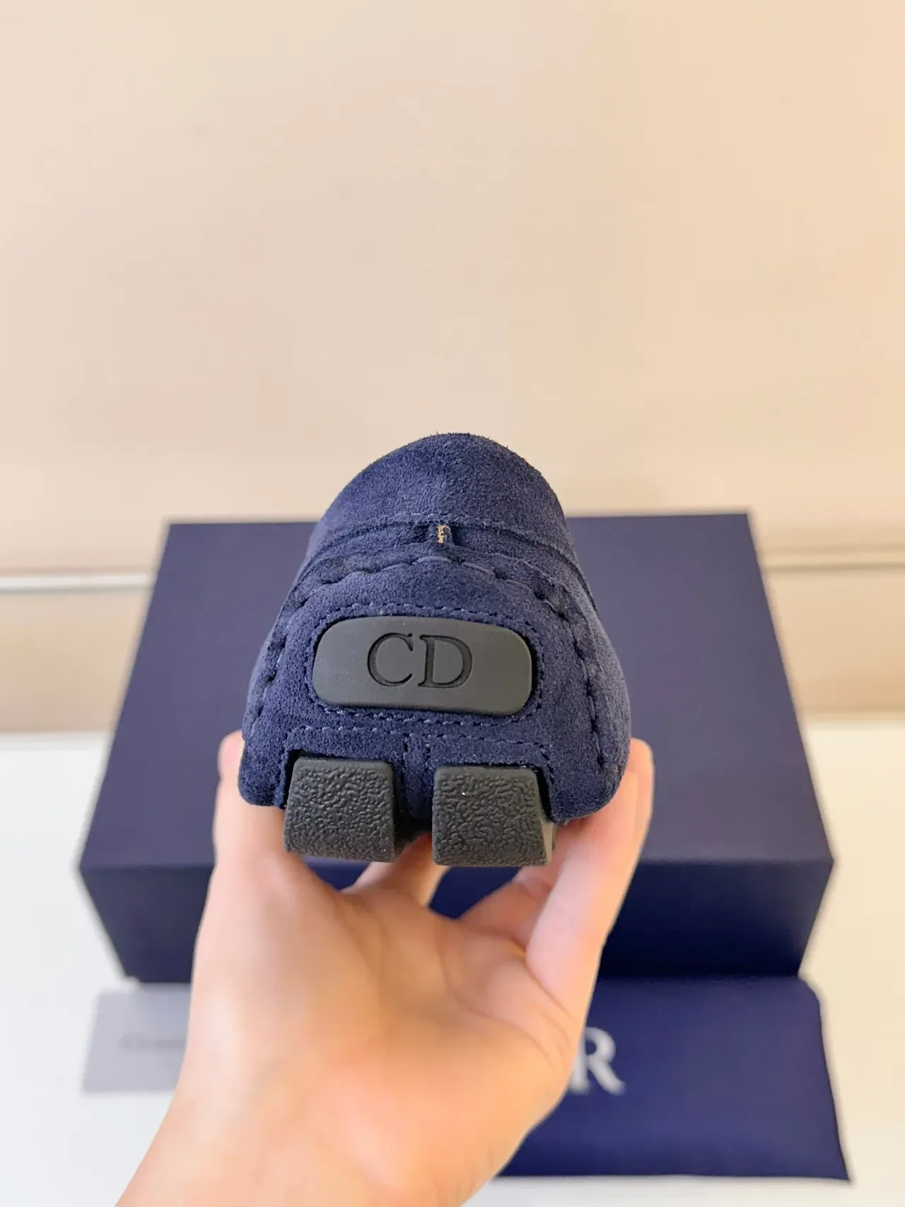 Dior Loafer Navy Suede CD Buckle Moccasin Stitched Loafers 4