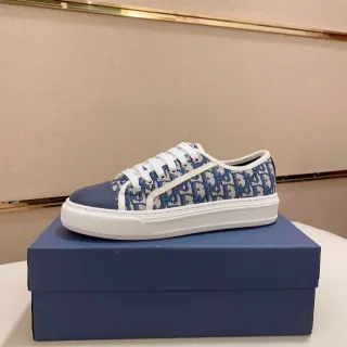 Dior 海军蓝米色 印花纺织鞋面 圆头生活方式休闲鞋