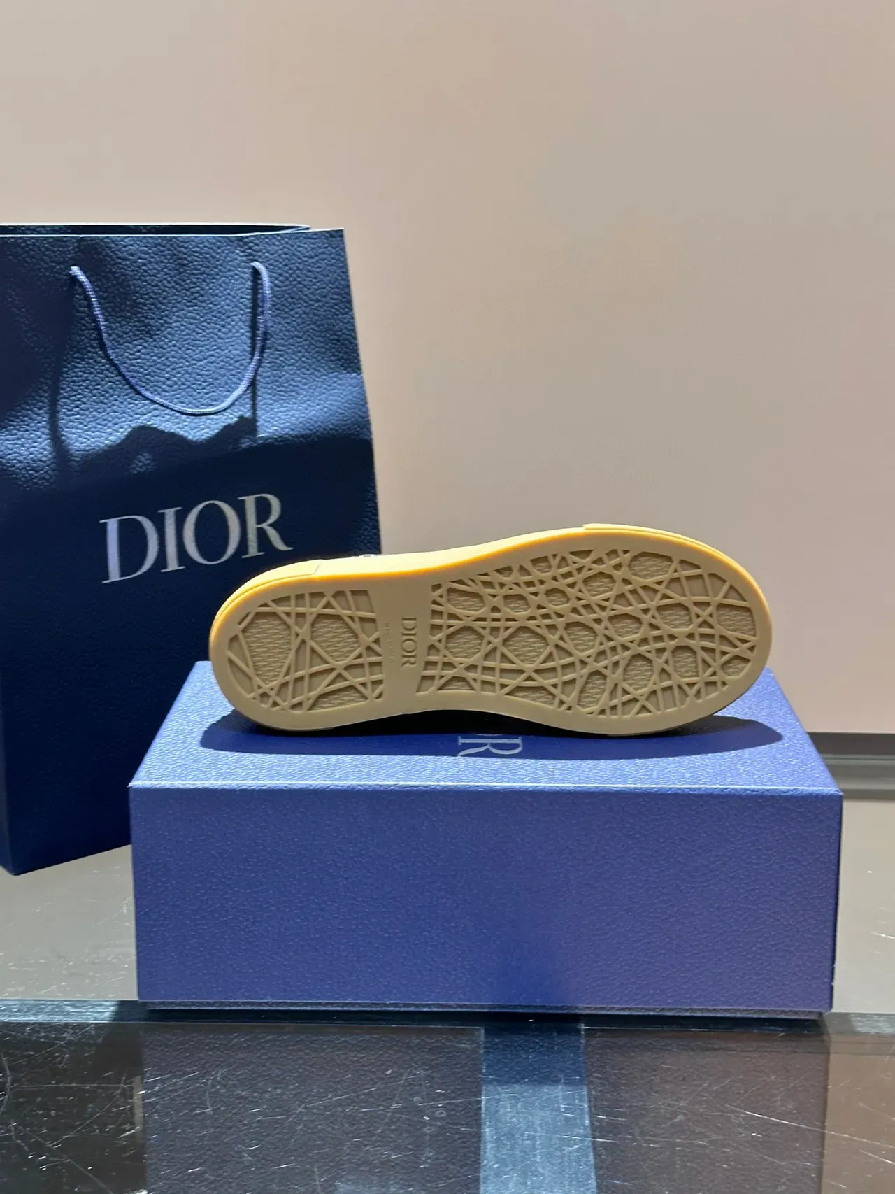 Dior 海军蓝米色印花鞋面平台底休闲运动鞋 2