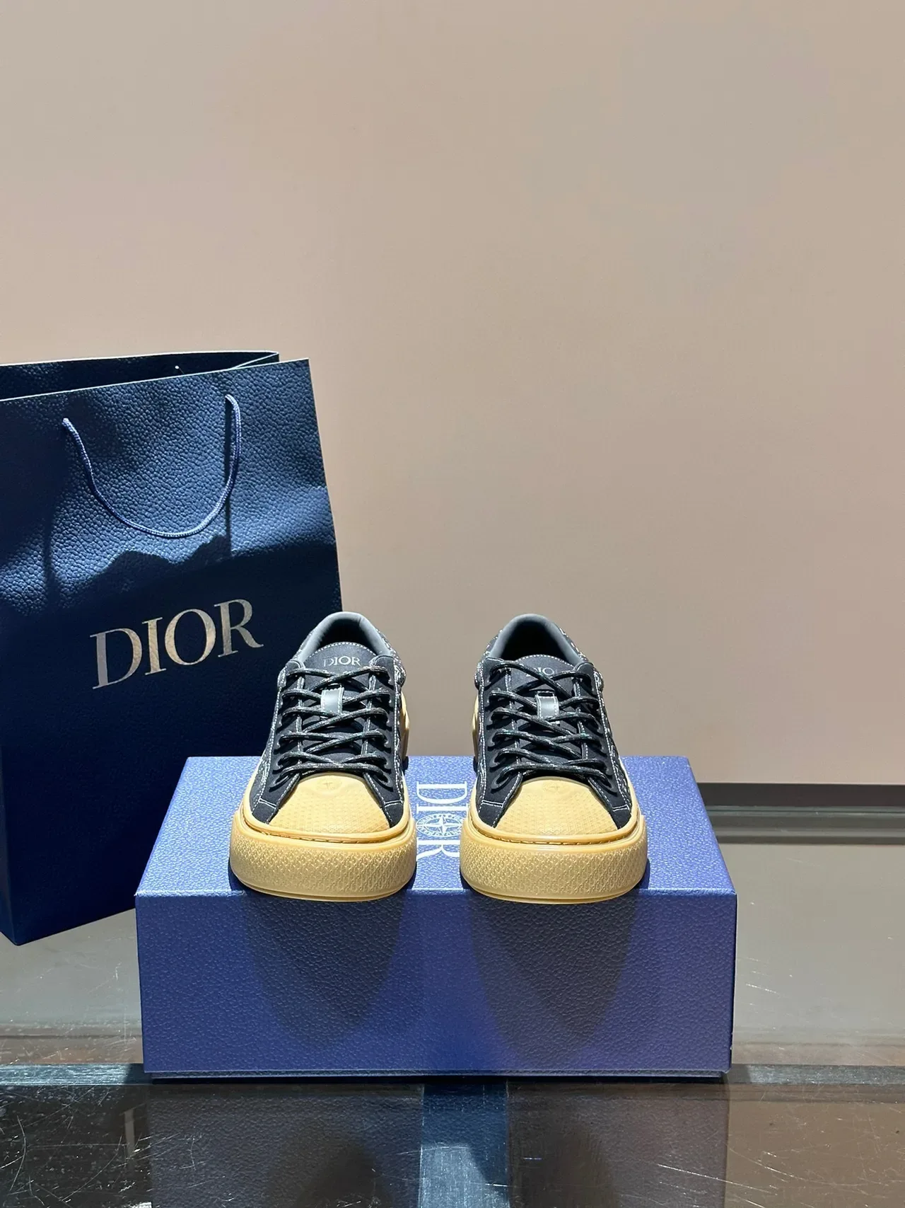 Dior 海军蓝米色印花鞋面平台底休闲运动鞋 8
