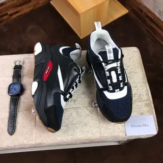 Dior Navy Chaussures à semelle noire en maille et recouvrement synthétique sneakers chunky