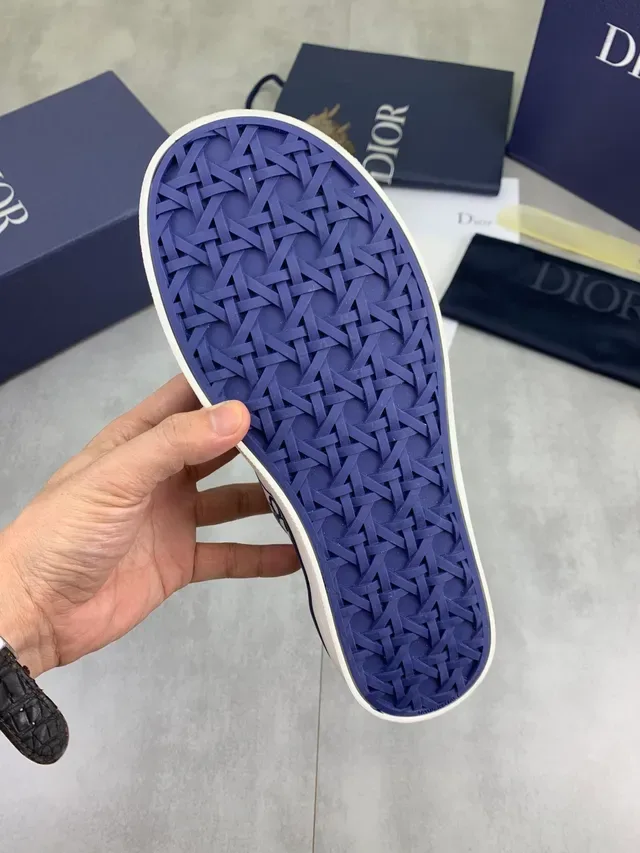Dior নেভি হোয়াইট মনোগ্রাম-প্রিন্ট স্লিপ-অন ক্যানভাস জুতো 2
