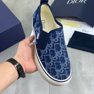 ديور Navy White مونوغرام كانفاس سليب أون لايف ستايل سنيكرز