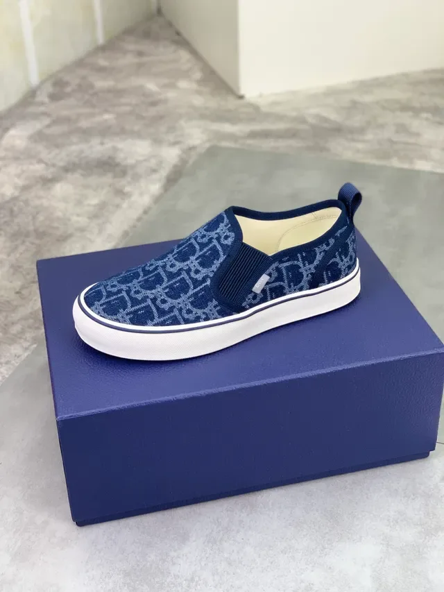 Chaussures lifestyle Dior Navy White en toile monogrammé, slip-on 4