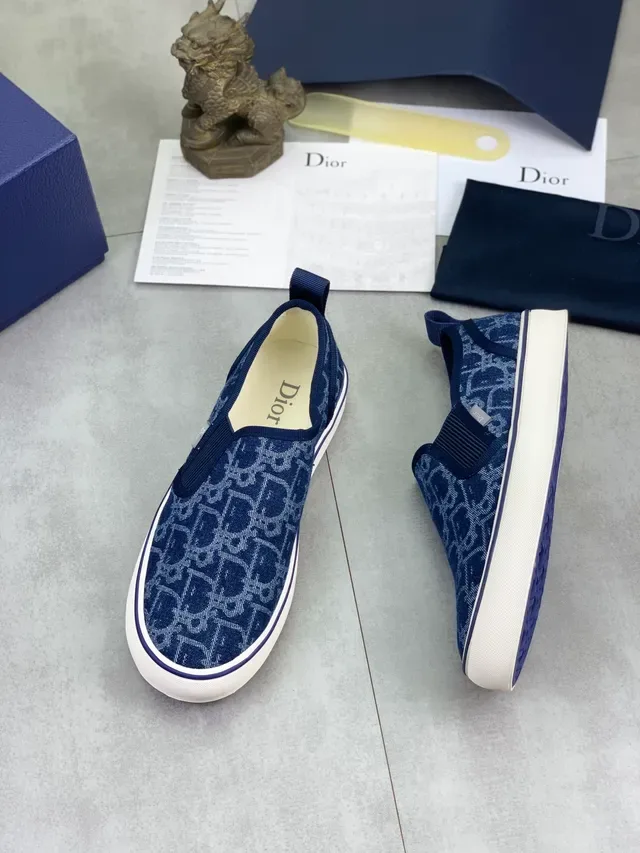 Chaussures lifestyle Dior Navy White en toile monogrammé, slip-on 5