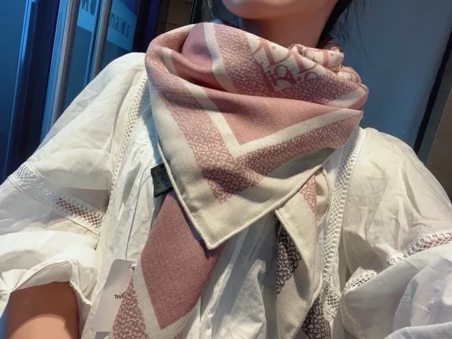 Dior Oblique Monogram Beige Gris Rose Écharpe de Soie 2