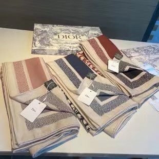 Dior Oblique Monogram Beige Gris Rose Écharpe de Soie 3