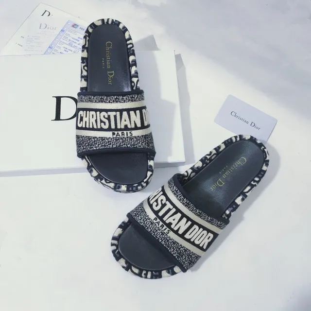 Dior Oblique Slide Noir et Blanc Monogram mules 2