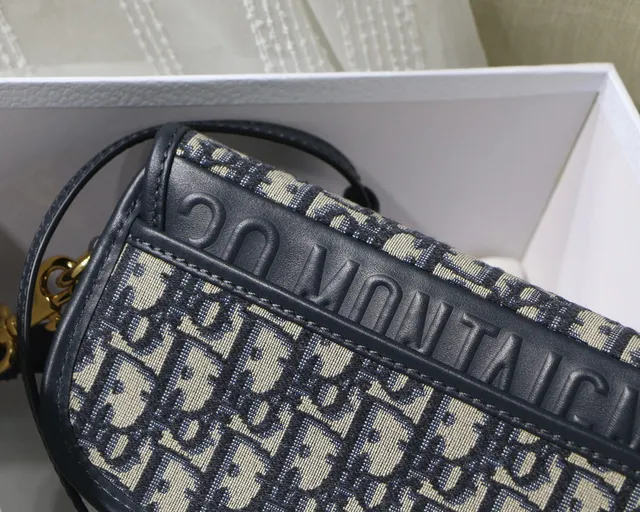 Dior Saddle Beige Navy Oblique Jacquard Black Leather Trim Saddle Bag 8