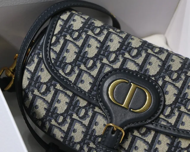 Dior Saddle Beige Navy Oblique Jacquard Black Leather Trim Saddle Bag 9