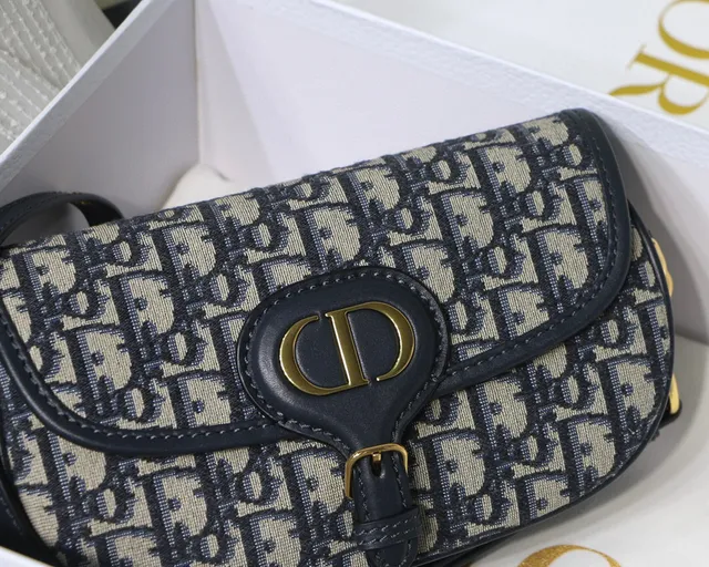 Dior Saddle Beige Navy Oblique Jacquard Black Leather Trim Saddle Bag 11