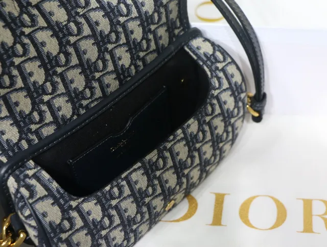 Dior Saddle Beige Navy Oblique Jacquard Black Leather Trim Saddle Bag 14