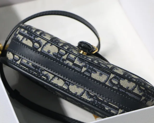 Dior Saddle Beige Navy Oblique Jacquard Black Leather Trim Saddle Bag 16