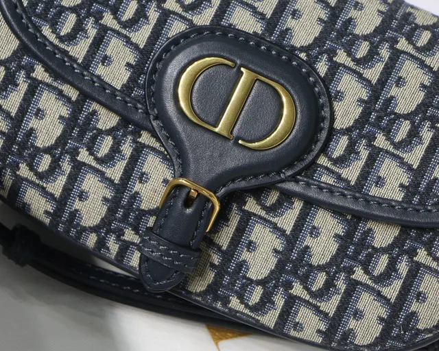 Dior Saddle Beige Navy Oblique Jacquard Black Leather Trim Saddle Bag 19