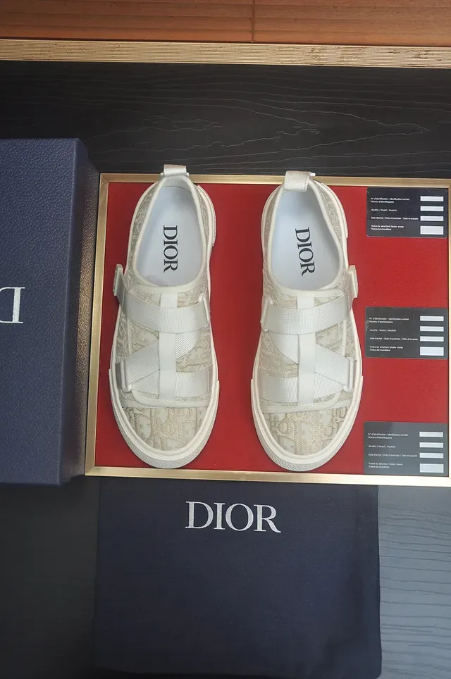 Dior White Beige Laceless Slip-On Monogrammed Textile Upper Lifestyle Sneakers 5