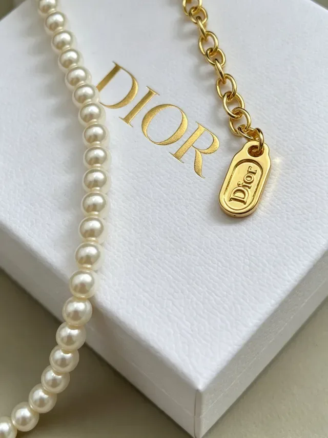 Dior White Gold Pearl Strand D-Motif Charm Bracelet 2
