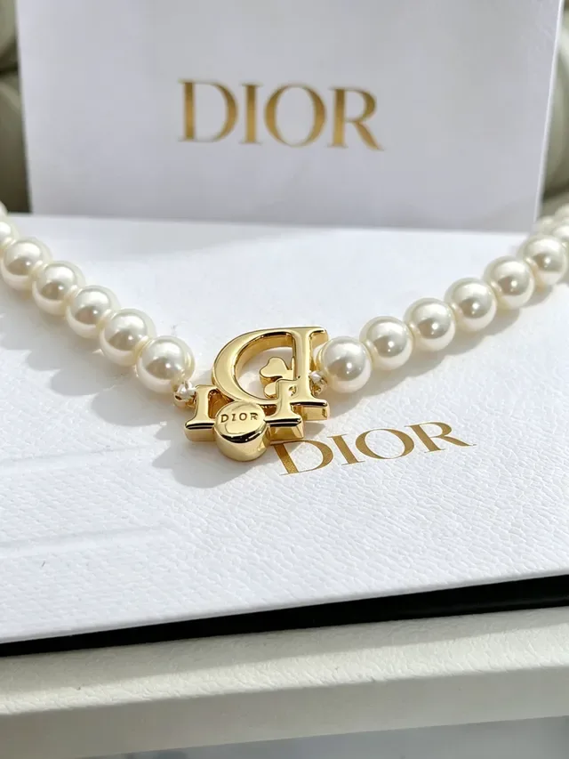 Dior White Gold Pearl Strand D-Motif Charm Bracelet 3