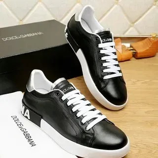 Dolce & Gabbana কালো চামড়া সাদা সোল লাইফস্টাইল স্নিকার