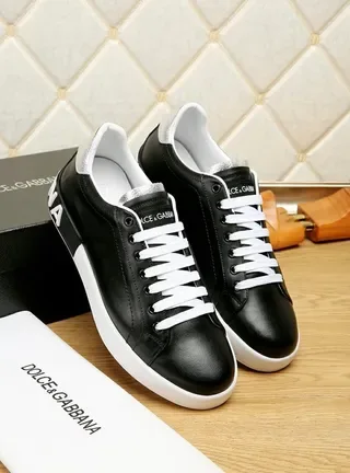 Dolce & Gabbana Black Leather White Sole Lifestyle Sneakers 2