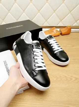 Dolce & Gabbana Black Leather White Sole Lifestyle Sneakers 3
