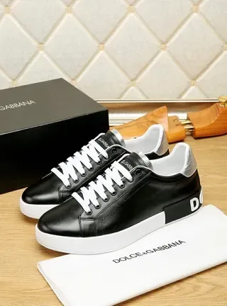 Dolce & Gabbana Black Leather White Sole Lifestyle Sneakers 4