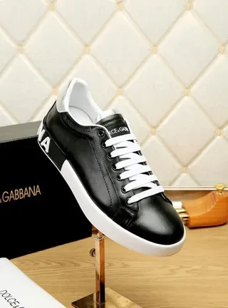 Dolce & Gabbana Black Leather White Sole Lifestyle Sneakers 5